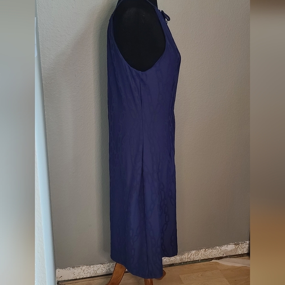 J. McLaughlin Navy Blue Chains Print Sleeveless Knee Dress Medium - Picture 7 of 11